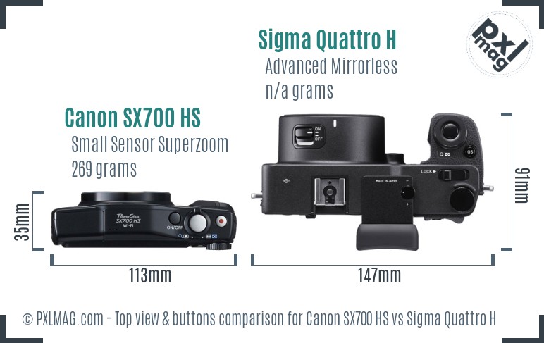 Canon SX700 HS vs Sigma Quattro H top view buttons comparison