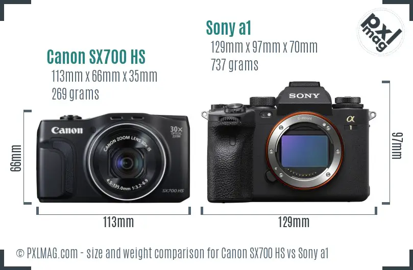 Canon SX700 HS vs Sony a1 size comparison Canon SX700 HS vs Sony a1 size comparison