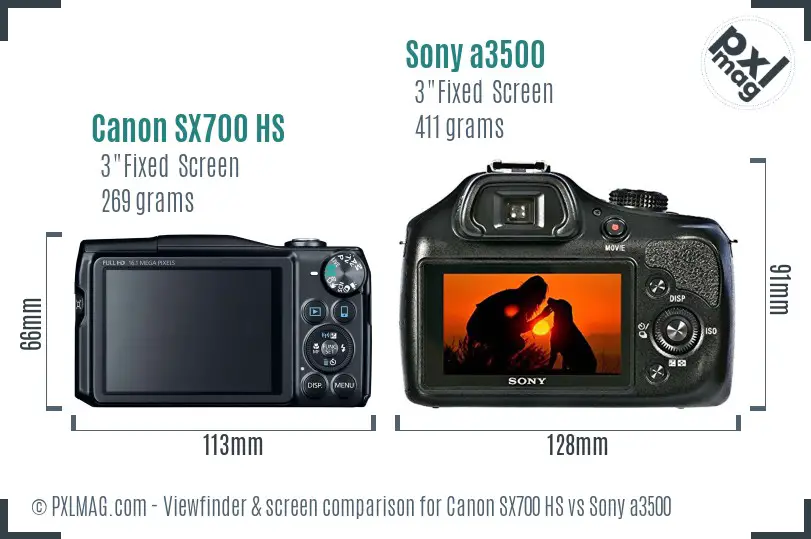 Canon SX700 HS vs Sony a3500 Screen and Viewfinder comparison Canon SX700 HS vs Sony a3500 Screen and Viewfinder comparison