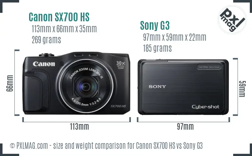 Canon SX700 HS vs Sony G3 size comparison Canon SX700 HS vs Sony G3 size comparison
