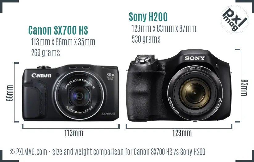 Canon SX700 HS vs Sony H200 size comparison Canon SX700 HS vs Sony H200 size comparison