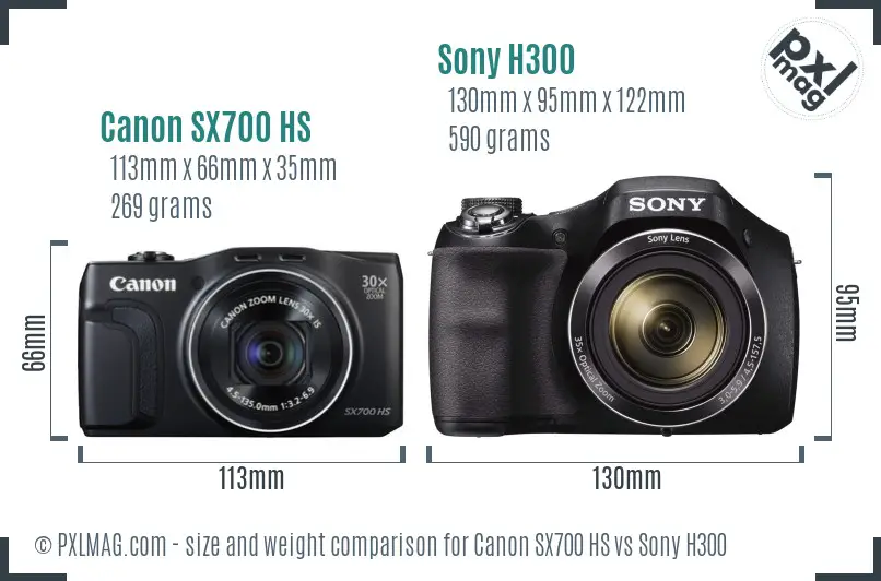 Canon SX700 HS vs Sony H300 size comparison Canon SX700 HS vs Sony H300 size comparison