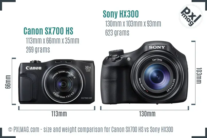 Canon SX700 HS vs Sony HX300 size comparison Canon SX700 HS vs Sony HX300 size comparison
