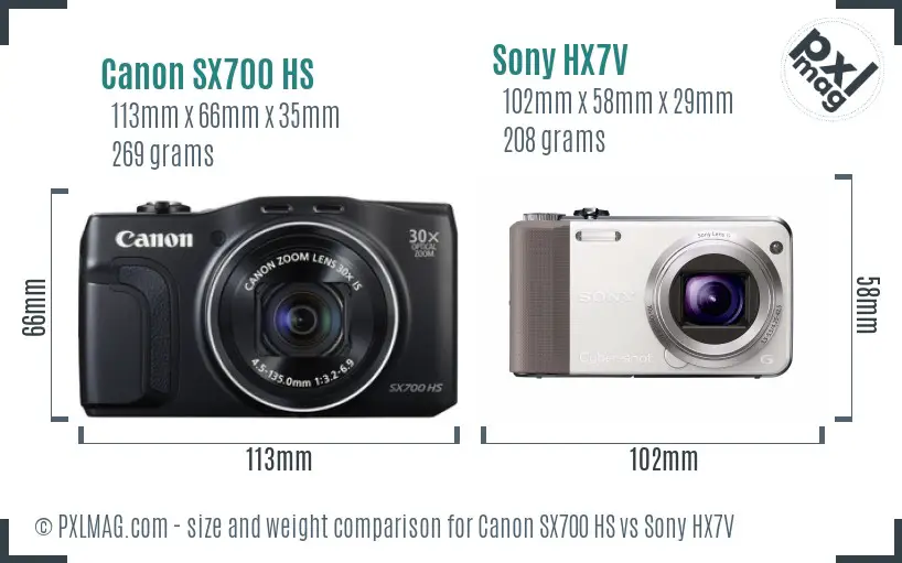 Canon SX700 HS vs Sony HX7V size comparison Canon SX700 HS vs Sony HX7V size comparison