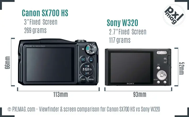 Canon SX700 HS vs Sony W320 Screen and Viewfinder comparison Canon SX700 HS vs Sony W320 Screen and Viewfinder comparison