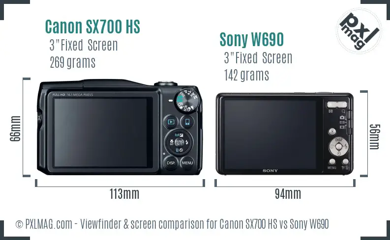 Canon SX700 HS vs Sony W690 Screen and Viewfinder comparison