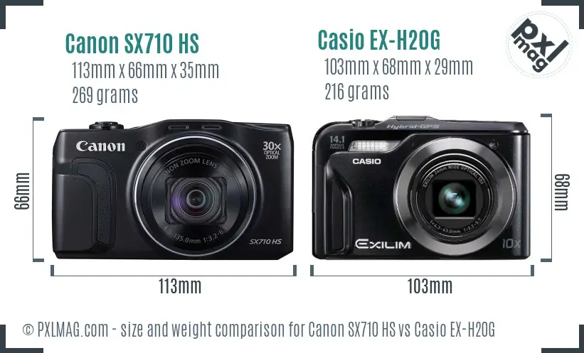 Canon SX710 HS vs Casio EX-H20G size comparison