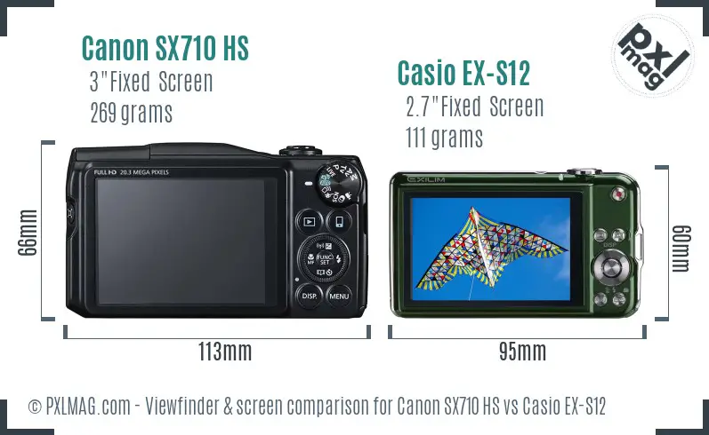 Canon SX710 HS vs Casio EX-S12 Screen and Viewfinder comparison