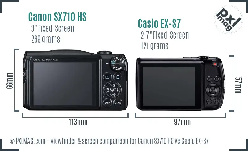 Canon SX710 HS vs Casio EX-S7 Screen and Viewfinder comparison