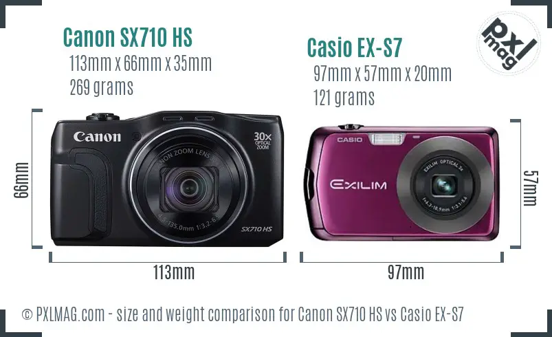 Canon SX710 HS vs Casio EX-S7 size comparison