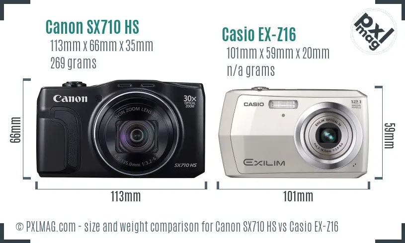 Canon SX710 HS vs Casio EX-Z16 size comparison Canon SX710 HS vs Casio EX-Z16 size comparison
