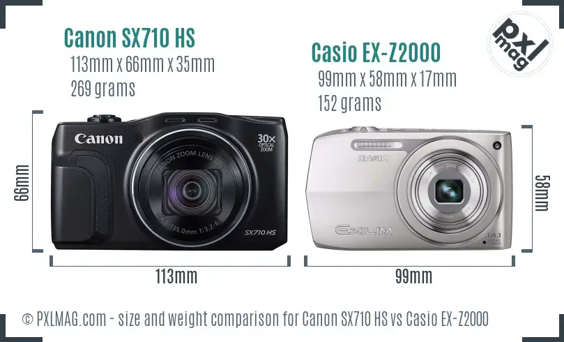 Canon SX710 HS vs Casio EX-Z2000 size comparison
