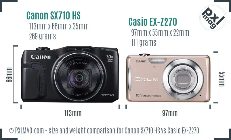 Canon SX710 HS vs Casio EX-Z270 size comparison