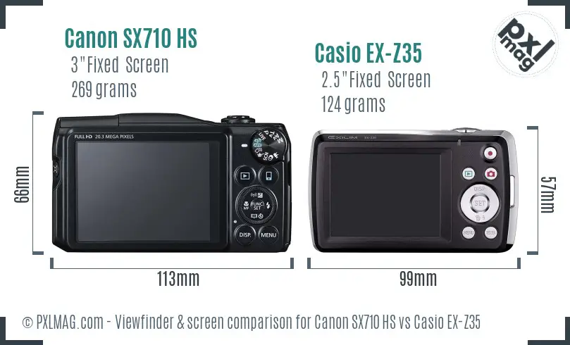 Canon SX710 HS vs Casio EX-Z35 Screen and Viewfinder comparison