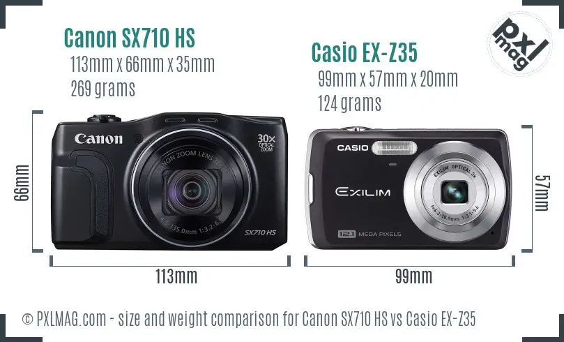 Canon SX710 HS vs Casio EX-Z35 size comparison