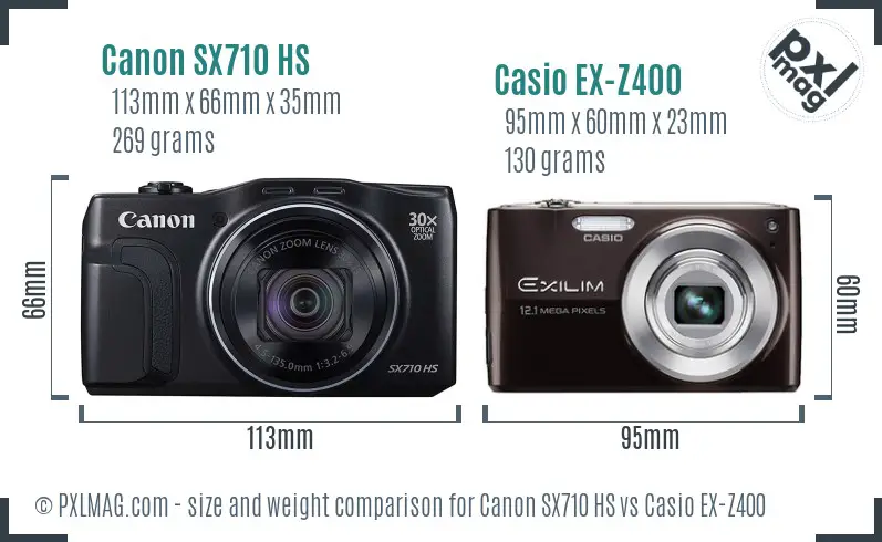 Canon SX710 HS vs Casio EX-Z400 size comparison