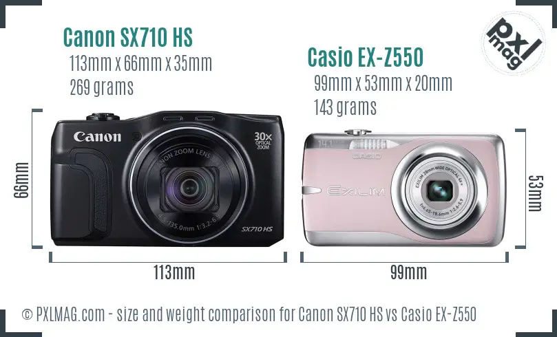 Canon SX710 HS vs Casio EX-Z550 size comparison