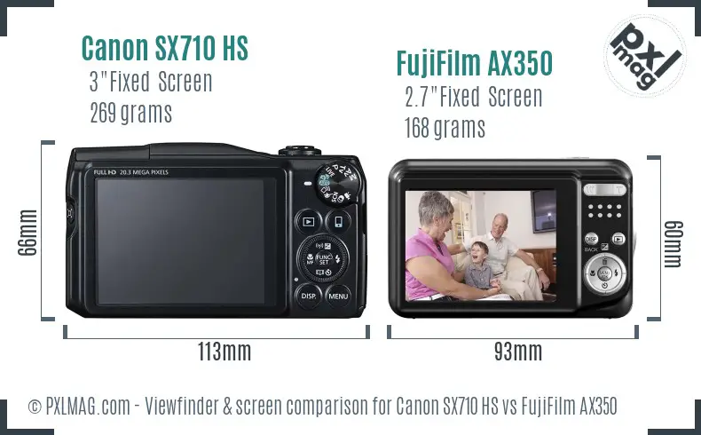 Canon SX710 HS vs FujiFilm AX350 Screen and Viewfinder comparison