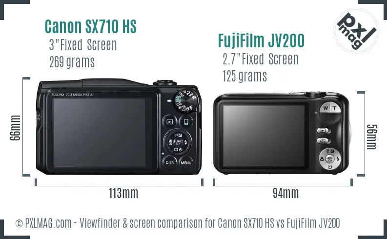 Canon SX710 HS vs FujiFilm JV200 Screen and Viewfinder comparison