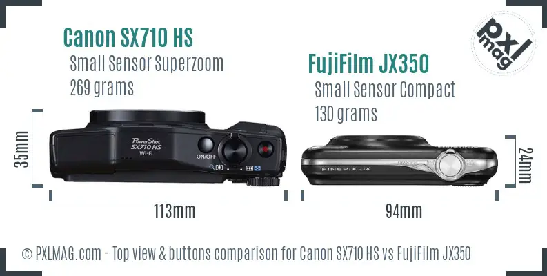 Canon SX710 HS vs FujiFilm JX350 top view buttons comparison
