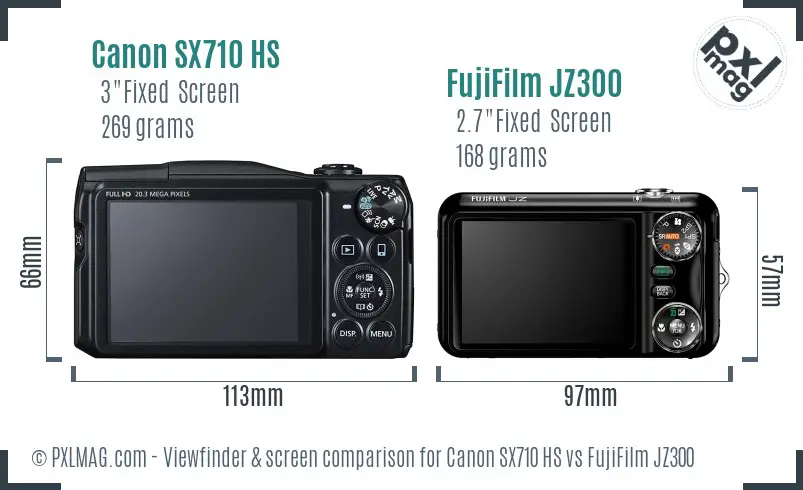 Canon SX710 HS vs FujiFilm JZ300 Screen and Viewfinder comparison