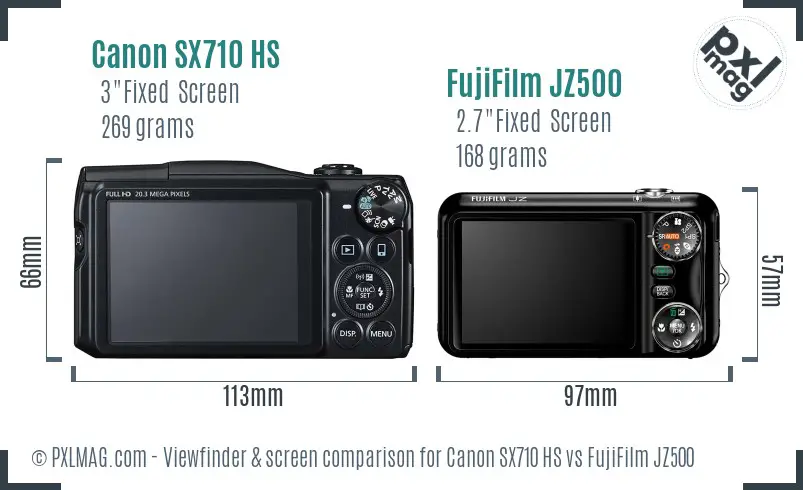 Canon SX710 HS vs FujiFilm JZ500 Screen and Viewfinder comparison