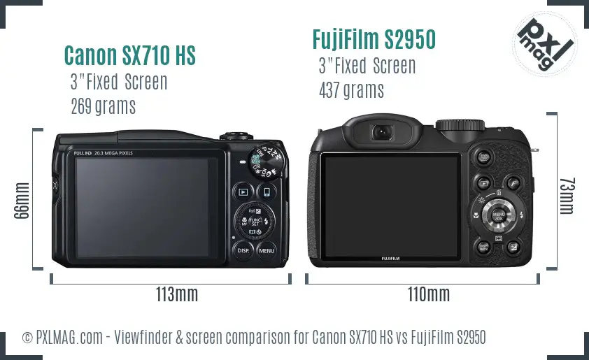 Canon SX710 HS vs FujiFilm S2950 Screen and Viewfinder comparison