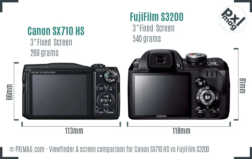 Canon SX710 HS vs FujiFilm S3200 Screen and Viewfinder comparison
