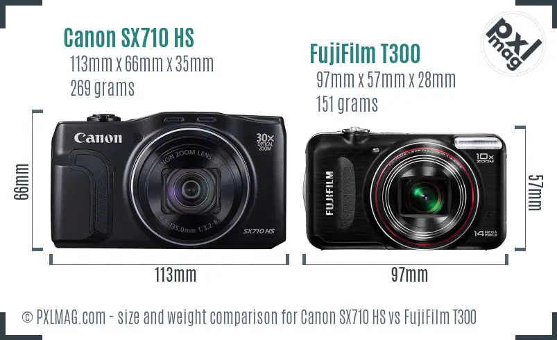 Canon SX710 HS vs FujiFilm T300 size comparison Canon SX710 HS vs FujiFilm T300 size comparison