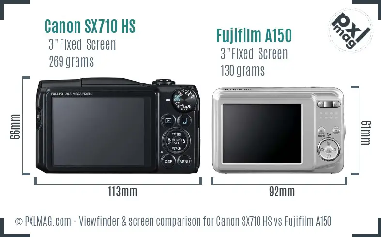 Canon SX710 HS vs Fujifilm A150 Screen and Viewfinder comparison