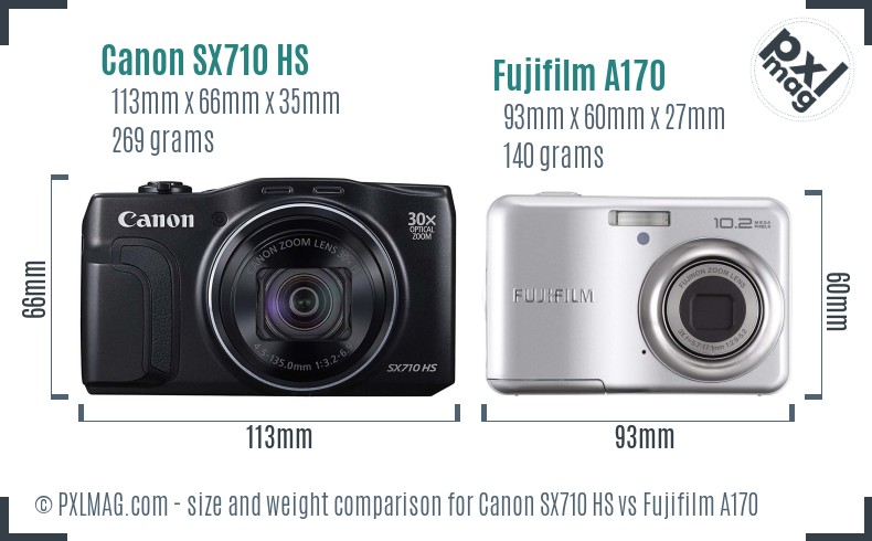 Canon SX710 HS vs Fujifilm A170 size comparison Canon SX710 HS vs Fujifilm A170 size comparison