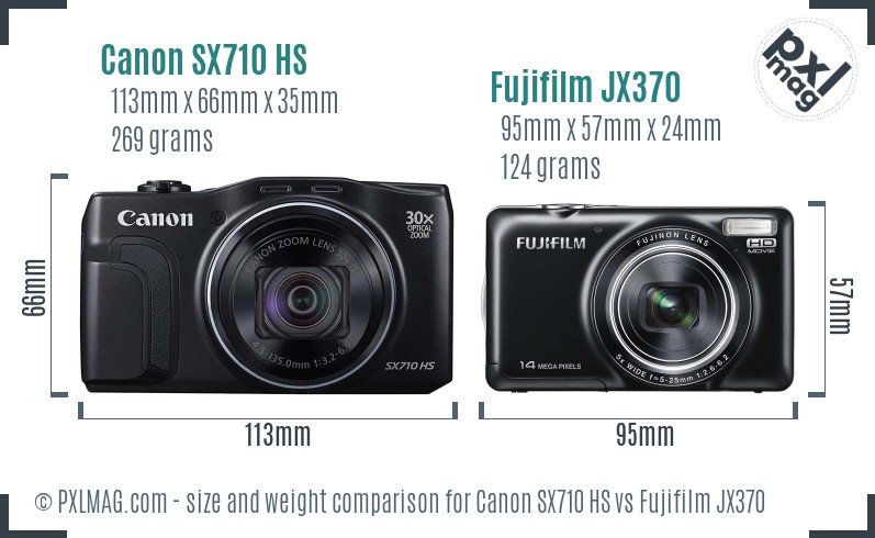 Canon SX710 HS vs Fujifilm JX370 size comparison