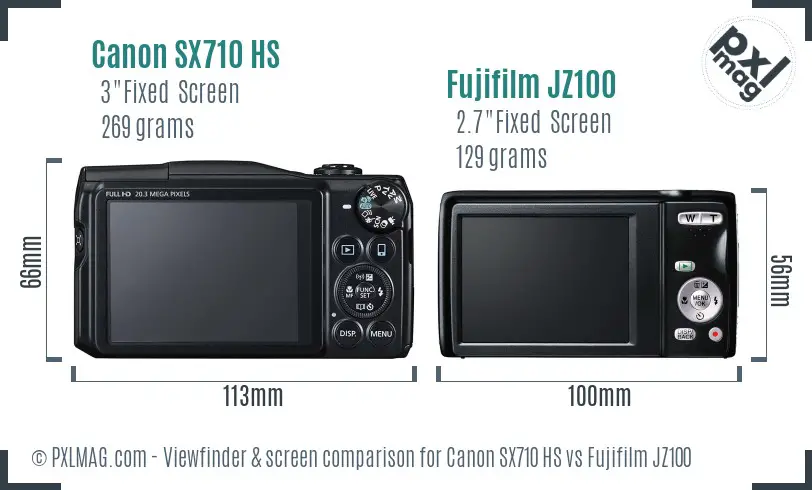 Canon SX710 HS vs Fujifilm JZ100 Screen and Viewfinder comparison