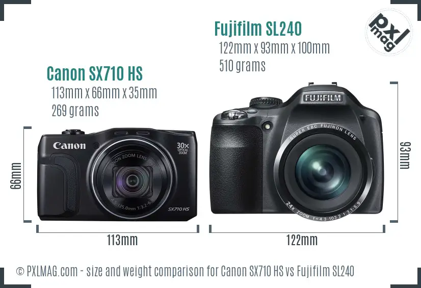 Canon SX710 HS vs Fujifilm SL240 size comparison Canon SX710 HS vs Fujifilm SL240 size comparison
