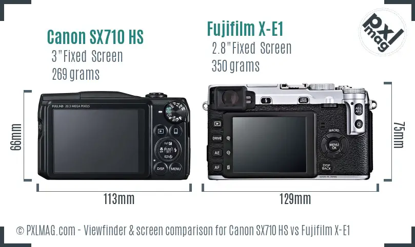 Canon SX710 HS vs Fujifilm X-E1 Screen and Viewfinder comparison