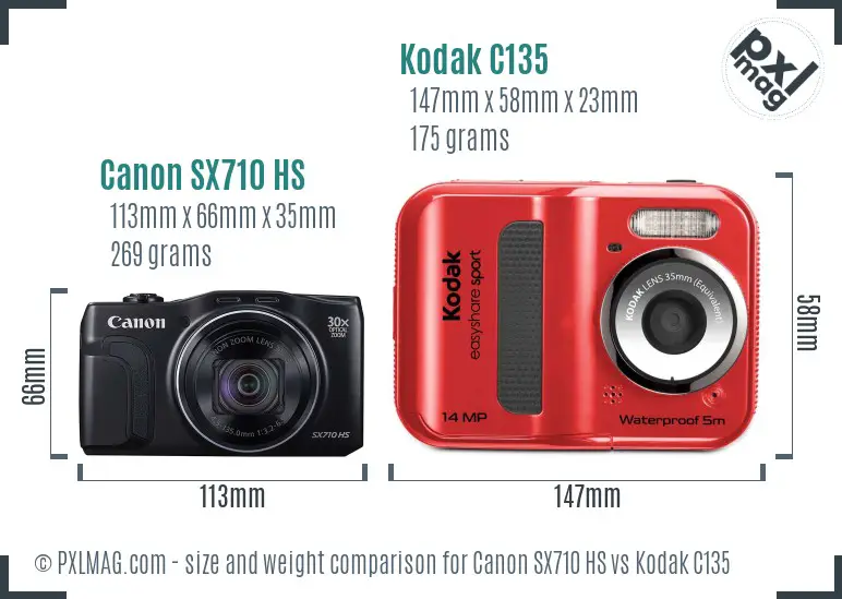 Canon SX710 HS vs Kodak C135 size comparison Canon SX710 HS vs Kodak C135 size comparison
