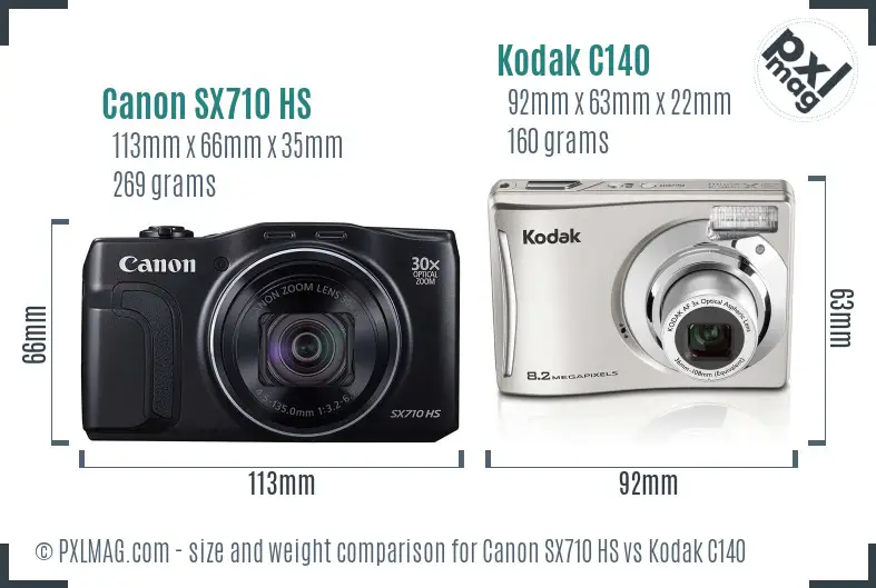 Canon SX710 HS vs Kodak C140 size comparison Canon SX710 HS vs Kodak C140 size comparison