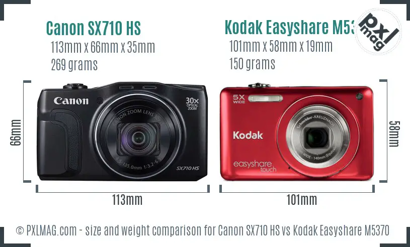 Canon SX710 HS vs Kodak Easyshare M5370 size comparison