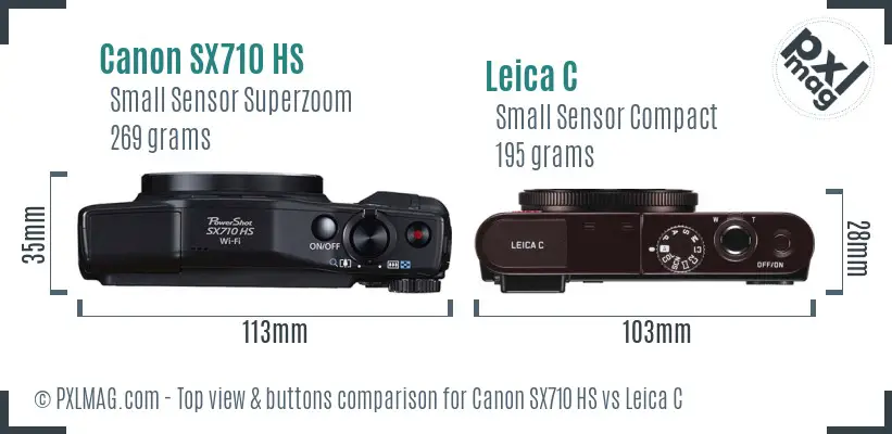 Canon SX710 HS vs Leica C top view buttons comparison