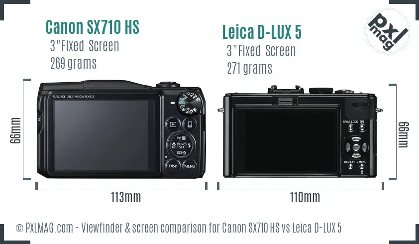 Canon SX710 HS vs Leica D-LUX 5 Screen and Viewfinder comparison Canon SX710 HS vs Leica D-LUX 5 Screen and Viewfinder comparison