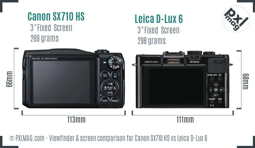 Canon SX710 HS vs Leica D-Lux 6 Screen and Viewfinder comparison