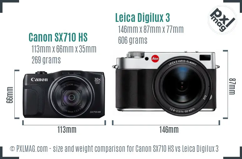 Canon SX710 HS vs Leica Digilux 3 size comparison