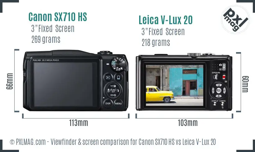 Canon SX710 HS vs Leica V-Lux 20 Screen and Viewfinder comparison