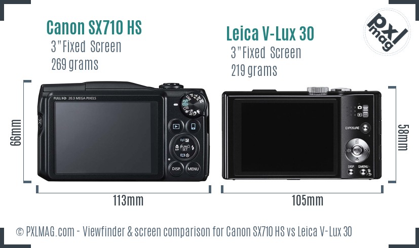 Canon SX710 HS vs Leica V-Lux 30 Screen and Viewfinder comparison