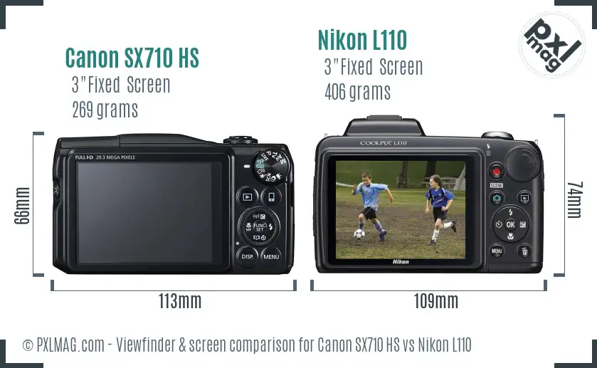 Canon SX710 HS vs Nikon L110 Screen and Viewfinder comparison