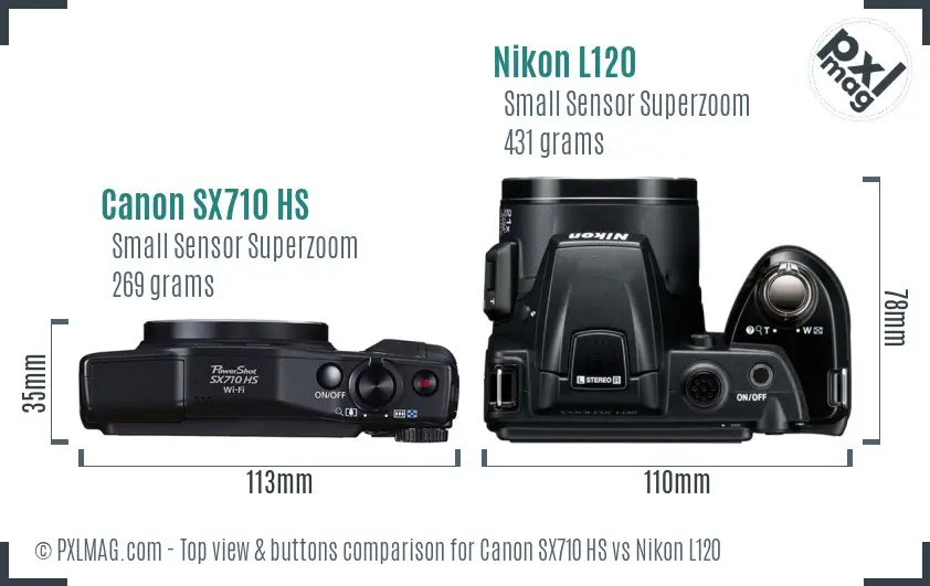 Canon SX710 HS vs Nikon L120 top view buttons comparison