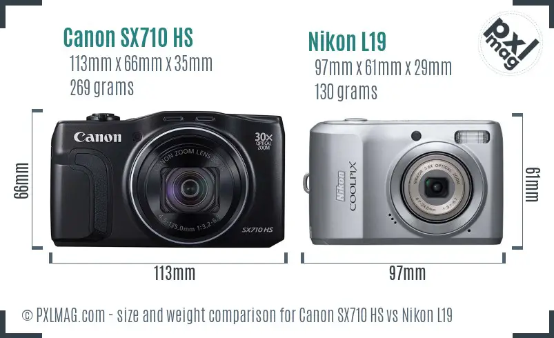Canon SX710 HS vs Nikon L19 size comparison