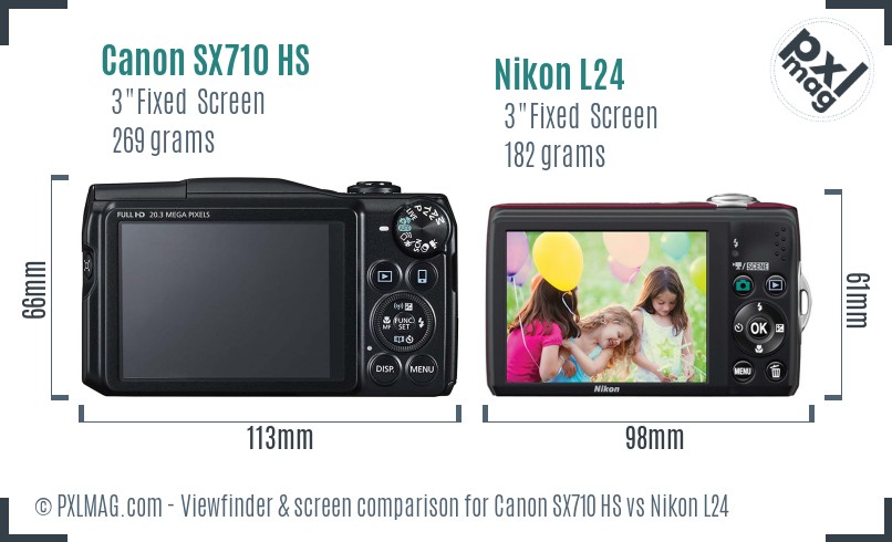 Canon SX710 HS vs Nikon L24 Screen and Viewfinder comparison