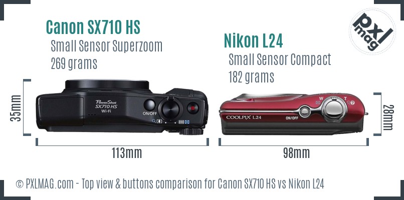 Canon SX710 HS vs Nikon L24 top view buttons comparison