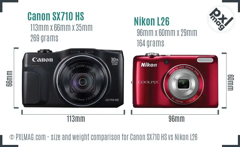 Canon SX710 HS vs Nikon L26 size comparison Canon SX710 HS vs Nikon L26 size comparison